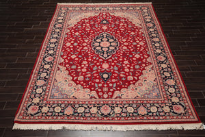 8'10" x 11'11" Hand Knotted Wool Romanian Tabrizz Traditional Area Rug Red