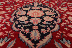 8'10" x 11'11" Hand Knotted Wool Romanian Tabrizz Traditional Area Rug Red - Oriental Rug Of Houston