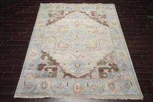 7' 7''x9' 10'' LoomBloom Muted Turkish Oushak Hand Knotted Wool Area Rug Taupe,Beige Color - Oriental Rug Of Houston