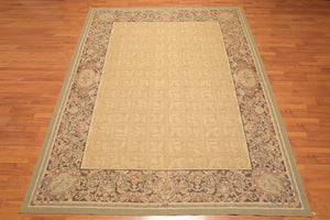 8’1"x11’6" Hand Woven 100% wool French Aubusson Needlepoint Area Rug Gold - Oriental Rug Of Houston