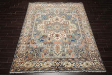 7' 11''x10' 1'' LoomBloom Muted Turkish Oushak Hand Knotted Wool Area Rug Gray, Blue Color - Oriental Rug Of Houston