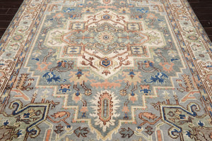 7' 11''x10' 1'' LoomBloom Muted Turkish Oushak Hand Knotted Wool Area Rug Gray, Blue Color - Oriental Rug Of Houston