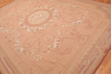 9’1"x 11’10" Hand Woven 100% Wool French Needlepoint Area Rug Pale Brown - Oriental Rug Of Houston