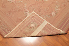 9’1"x 11’10" Hand Woven 100% Wool French Needlepoint Area Rug Pale Brown