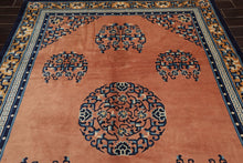 6'7" x 9'7" Hand Knotted 100% Wool Chinese Art Deco Oriental Area Rug Peach