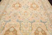 9x12 Pale Peach, Turquoise LoomBloom Muted Turkish Oushak Hand Knotted Wool Traditional Area Rug - Oriental Rug Of Houston