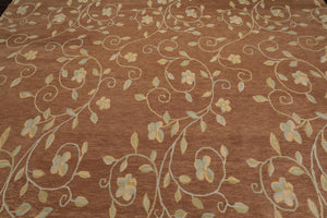 9' x 12' Hand Knotted Tibetan 100% Wool Transitional Muted Area Rug Brown - Oriental Rug Of Houston