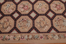 9' x 12' Hand Woven Floral 100% Wool French Needlepoint Area Rug Tan - Oriental Rug Of Houston