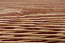 8' x 10' Hand Knotted Tibetan 100% Wool Stripes Modern Designer Area Rug Beige