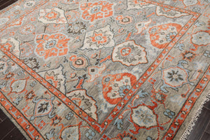 8' x9' 9'' LoomBloom Muted Turkish Oushak Hand Knotted Wool Area Rug Gray, Burnt Orange Color 8x10 - Oriental Rug Of Houston