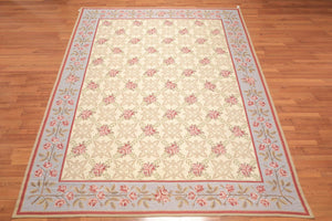 9' x 12' Hand Woven Floral Trellis Wool French Needlepoint Area Rug Gold - Oriental Rug Of Houston