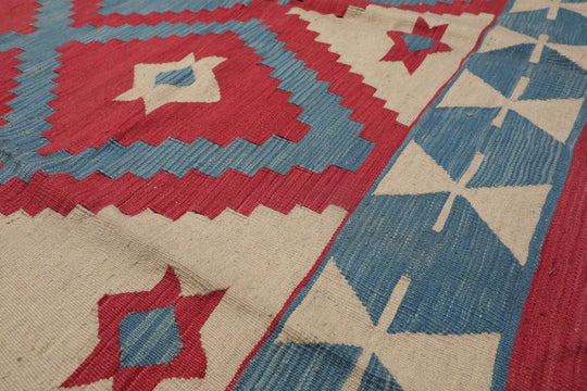 6'9" x 10'3" Vintage Hand Woven Southwestern Turkish Kilim Oriental Area Rug Rose