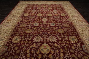 10'2" x 14'7" Hand Knotted 100% Wool Traditional Oriental Area Rug Burgundy