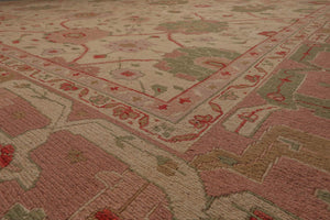 12'2''x16'2'' Hand Knotted 100% Wool Traditional Oriental Area Rug Beige, Rose Color - Oriental Rug Of Houston