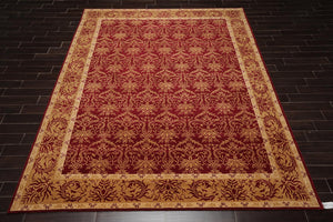 9' x 12' Hand Knotted Tibetan 100% Wool Damask Oriental Area Rug Rusty Red