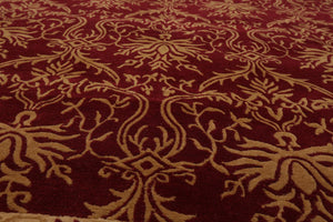 9' x 12' Hand Knotted Tibetan 100% Wool Damask Oriental Area Rug Rusty Red - Oriental Rug Of Houston