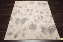 8' x 10' Hand Knotted Tibetan Wool Floral Transitional Area Rug Oatmeal Gray - Oriental Rug Of Houston