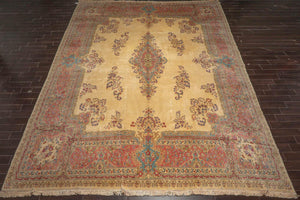 13'4''x17'6'' Hand Knotted 100% Wool Kerman Traditional Oriental Area Rug Ivory, Blush Color - Oriental Rug Of Houston