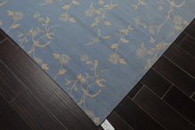 9'1'' x 11'11'' Hand Knotted Tibetan Wool Botanical Oriental Area Rug Baby Blue