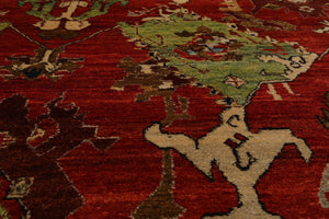 9'5" x12'5" Hand Knotted full pile Afghan Veg-dyes Arts & Crafts Tribal Area Rug Burnt Orange - Oriental Rug Of Houston
