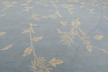 9'1'' x 11'11'' Hand Knotted Tibetan Wool Botanical Oriental Area Rug Baby Blue