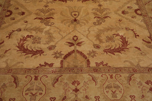 10'1" x 13'9" Hand Knotted 100% Wool Traditional Oushak Oriental Area Rug Tan