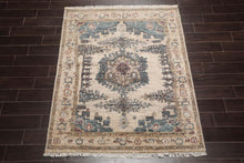 5'2"x6'1" Hand Knotted 100% Wool Muted Turkish Oushak Traditional Oriental Area Rug Beige, Blue Color - Oriental Rug Of Houston