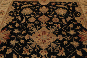 7'11'' x 10' Hand Knotted Wool Oushak Traditional Oriental Area Rug Black