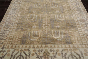 8'x10' Hand Knotted Muted Turkish Oushak 100% Wool Traditional Oriental Area Rug Moss, Beige Color - Oriental Rug Of Houston