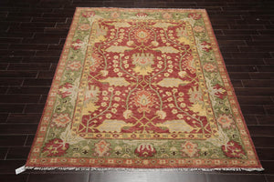 8'x10' Hand Knotted Arts & Crafts 100% Wool Muted William Morris Traditional Oriental Area Rug Rusty Red, Green Color - Oriental Rug Of Houston