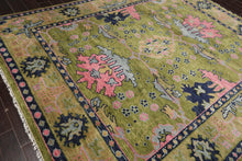 Multi Sizes Green, Pink Hand Knotted Muted Turkish Oushak 100% Wool Traditional Oriental Area Rug