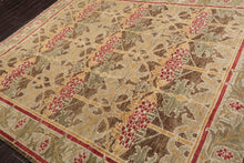 Multi Sizes Brown, Green Hand Knotted Muted Turkish Oushak William Morris Tulip & Lilly 100% Wool Arts and Craft Traditional Oriental Area Rug - Oriental Rug Of Houston