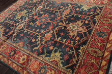 9' x12'  Blue Coral Orange Color Hand Knotted Turkish Oushak  100% Wool Traditional Oriental Rug