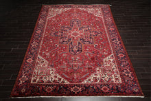 9'1" x 13'2" Masterpiece Hand Knotted Wool Authentic Herizz Oriental Area Rug Red with Orange Undertones - Oriental Rug Of Houston