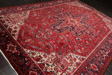 9'1" x 13'2" Masterpiece Hand Knotted Wool Authentic Herizz Oriental Area Rug Red with Orange Undertones - Oriental Rug Of Houston