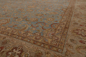9'1" x 12'4" Hand Knotted Wool Traditional Agra 250 KPSI Oriental Area Rug Blue - Oriental Rug Of Houston