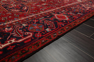 9'1" x 13'2" Masterpiece Hand Knotted Wool Authentic Herizz Oriental Area Rug Red with Orange Undertones - Oriental Rug Of Houston