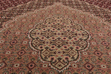 8x10 Red, Beige Hand Knotted Wool and Silk Fish Mahi Traditional 250 KPSI Oriental Area Rug