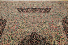 8'1"x 10'3" Hand Knotted Wool PakPersian 300 KPSI Area Rug Ivory Black Aqua - Oriental Rug Of Houston