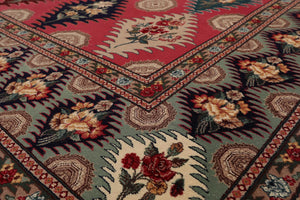 8'2"x 9'10" Hand Knotted Wool & Silk PakPersian 16/18 300 KPSI Oriental Area Rug Pink - Oriental Rug Of Houston