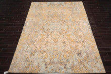 9x12 Hand Knotted Tibetan Wool and Silk Abstract Traditional Oriental Area Rug Gold, Beige Color - Oriental Rug Of Houston