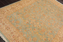6' 1''x8' Hand Knotted 100% Wool Agra Traditional 250 KPSI Oriental Area Rug Aqua, Beige Color - Oriental Rug Of Houston