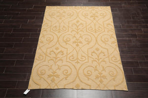 5' 6''x7' 5'' Hand Knotted Soumak 100% Wool Traditional Oriental Area Rug Pale Gold Color - Oriental Rug Of Houston