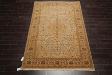 5' 11'' x 8' 10'' Hand Knotted 100% Wool Agra Traditional 250 KPSI Oriental Area Rug Tan, Gold Color - Oriental Rug Of Houston