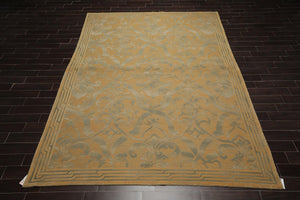 9x12 Tan Asmara French Aubusson Savonnerie Hand Knotted Wool Area Rug plush pile - Oriental Rug Of Houston