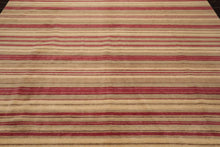 8'7'' x 12'2'' Hand Knotted Tibetan 100% Wool Stripes Modern Oriental Area Rug