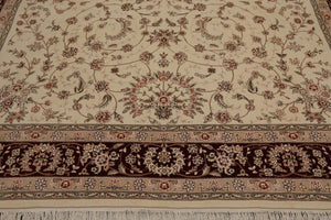 8'8"x11'8" Hand Knotted Wool & Silk Sino Persian Isphahan Oriental Area Rug Cream