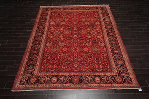 8'9"x11'2" Vintage Hand Knotted Wool Authentic Herizz geometric Floral Area Rug Rusty Red - Oriental Rug Of Houston