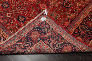 8'9"x11'2" Vintage Hand Knotted Wool Authentic Herizz geometric Floral Area Rug Rusty Red - Oriental Rug Of Houston