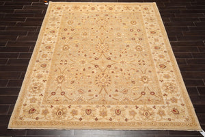 8'1" x 9'11'' Hand Knotted 100% Wool Peshawar Traditional Area Rug Gray Beige - Oriental Rug Of Houston